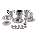 A collection of small silver,   including: four Armada dishes; five large and six small Edwardian