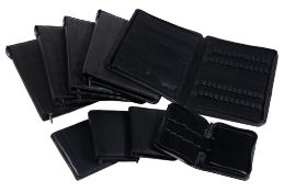 A collection of leather pen cases,   to include: five large examples, each able to hold 48 pens,