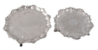 An early George III silver shaped circular salver,   maker's mark T.. over RM, London 1763, with a