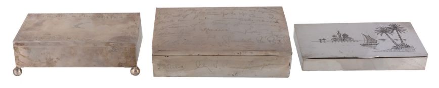 A Scottish silver rectangular cigar or cigarette box,   maker's mark WB (not traced), Edinburgh