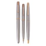 Parker 51, Flighter, a stainless steel fountain pen,   circa 1950, the brushed steel cap and barrel