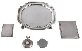A collection of small silver,   comprising: a cigarette case and matchbook holder, maker's mark D.