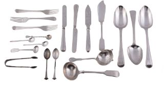 An accumulation of silver flatware,   George III and later makers and dates, some engraved with