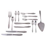 A silver coloured table service for ten place settings,   stamped   Sterling   only, mid 20th