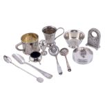 A quantity of silver, silver coloured and electro-plated items,   to include: an American silver