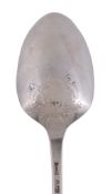 A George III silver Hanoverian pattern picture back table spoon by William Skeen,   London 1771,