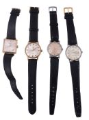 Four gentlemen's wristwatches, to include: J. W. Benson, ref. 338, a gold plated and stainless steel
