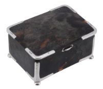 An Edwardian silver mounted tortoiseshell casket by Harry Adelstein,   London 1901, stamped for