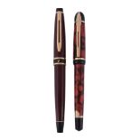 Waterman's, Phileas, a red and black fountain pen,   with a red and black marbled cap and barrel,