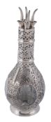 A Chinese silver and glass liquor decanter,   stamped   Sterling Made in Hong Kong   only, the