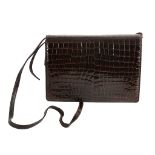 Fendi, a brown crocodile shoulder/clutch bag  , with detachable leather strap and button fastening,
