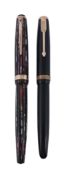 Parker, Duofold, Vacumatic, 'Vacufold', a red and grey fountain pen,   with a lined red and grey