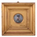 French school, 19th century,   profile portrait of Napoleon Bonaparte, 5.5cm diameter, in a gilt