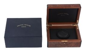 Franck Muller, a lacquer burl wood presentation watch box,   accompanied by an outer card box,