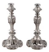 A pair of French silver shaped circular candlesticks by Martial Fray   (1849-circa 1861), 1840-79