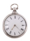 William Johnson, a silver pair cased pocket watch,   hallmarked Birmingham 1833, verge fusee