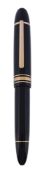 Montblanc, Meisterstuck, 149, a black fountain pen,   with a black cap and barrel, the nib stamped
