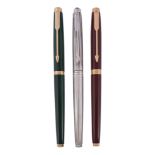 Parker, 75, a malachite green fountain pen,   with a green cap and barrel, the nib stamped 14K;