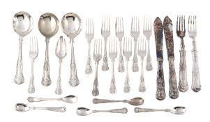 A selection of silver King's pattern flatware mainly by Pinder Brothers,   Sheffield 1972-78,