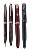 Parker, Vacumatic, a grey pearl fountain pen,   with a grey cap and barrel, with a vacumatic