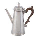 A silver tapered-cylindrical coffee pot by Thomas Ducrow  &  Sons,   Birmingham 1964, with a