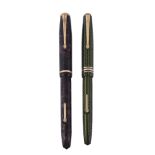 Conway Stewart, 28, a purple fountain pen,   the purple cap and barrel with black lined detail, the