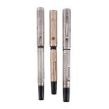 Waterman's, Ideal, no. 452, a silver overlay fountain pen,   with grid pattern throughout, with a