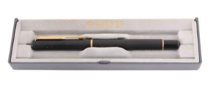 Parker, Rialto, a grey fountain pen,   with a matte grey cap and barrel, with a cartridge filling