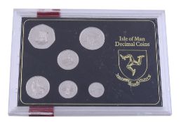 Isle of Man, Elizabeth II, platinum proof set 1975 by Pobjoy Mint,   50 Pence to Half Penny, in