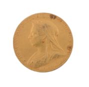 Victoria, Diamond Jubilee 1897, small size official gold medal by G. W. de Saulles,   26mm, 22ct,