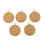 Five jewellers copy coins  , 40g  IMPORTANT: This lot is subject to VAT and the buyer must pay VAT