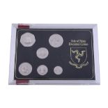 Isle of Man, Elizabeth II, platinum proof set 1975 by Pobjoy Mint,   50 Pence to Half Penny, in