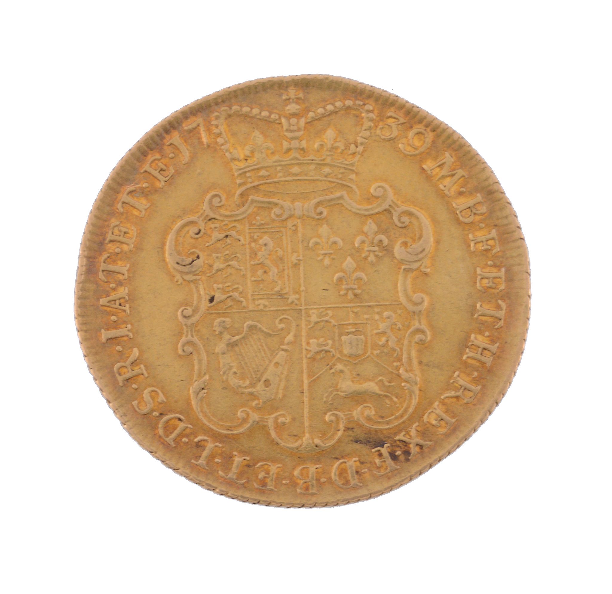 George II, gold Two Guineas 1739 (S 3668).   Good very fine