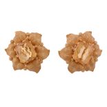 A pair of citrine earrings by Buccellati,   the rectangular mixed cut citrines within a gold