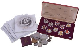 British and World coins, a small quantity,   Crown size silver (3), silver Canadian Dollars (2),