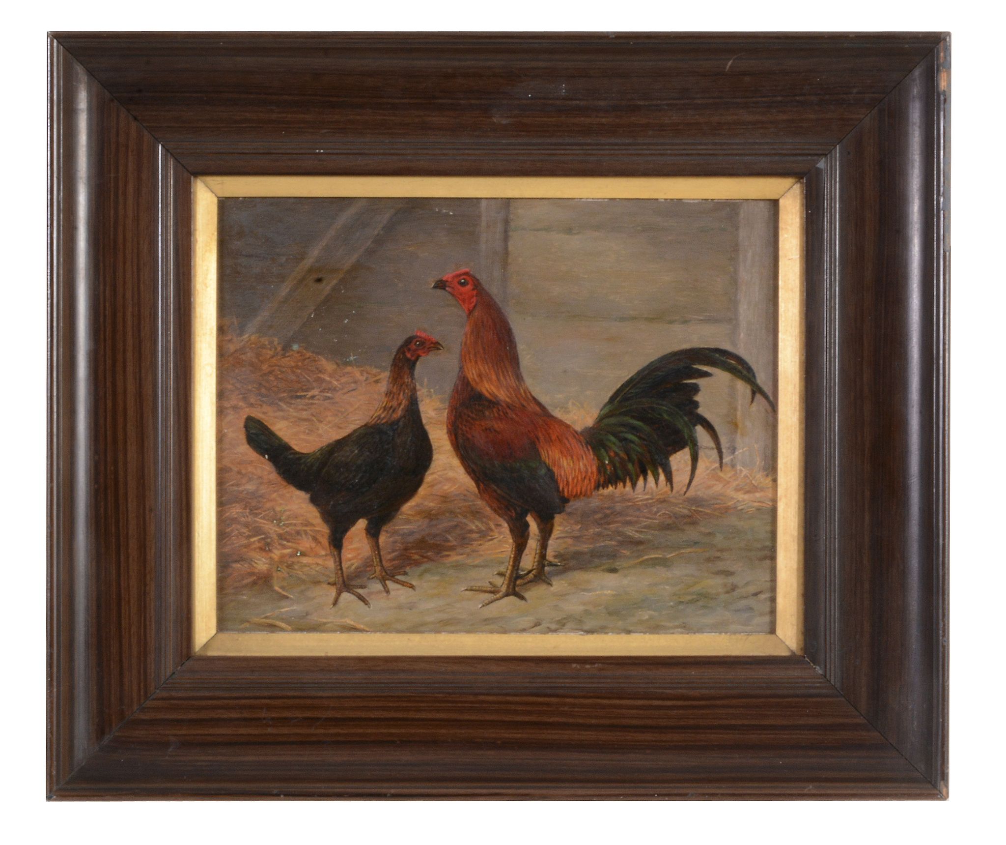 Herbert Atkinson (c.1863-1936) - Two cockerels  Oil on panel Signed and dated   1905   upper left 20 - Image 2 of 3