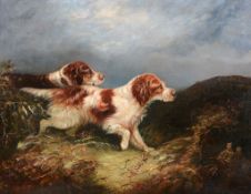 Manner of George Armfield (c.1808-1893) - Two pointers  Oil on canvas 30.5 x 41 cm.(12 x 16 1/8 in)