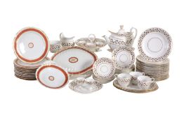 A Worcester part tea service, circa 1810, decorated with a brown and gilt...   A Worcester (Barr,