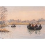 Richard Phene Spiers, PRIBA, FSA (1838-1916) - Fishing party on the Norfolk Broads  Watercolour