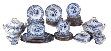 A Spode New Stone blue and white printed part dinner service, circa 1825   A Spode New Stone blue