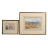 Follower of William Heath (1795-1840) - Two fisherman  Watercolour over graphite 21 x 28 cm. (8 1/