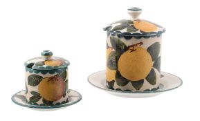 A Wemyss preserve jar and cover, circa 1900, pianted with branches or oranges   A Wemyss preserve