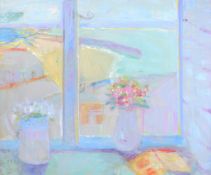 Rose Hilton (b.1931) - Window at St. Ives  Oil on canvas Signed and titled on reverse 51 x 61 cm.(20
