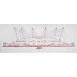 Mike Davies (20th Century) - Architectural drawing of the Millennium Dome  Digital print Signed in