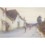 John White, R.I. (1851-1933) - The cow herder  Watercolour, chalk and pastels Signed lower left 35 x