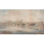 Gideon Yates (1790-1837) - London Bridge and North Bank buildings  Pen and watercolour Signed