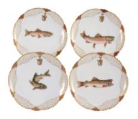 Eight Limoges porcelain fish plates , circa 1900   Eight Limoges porcelain fish plates  , circa