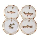 Eight Limoges porcelain fish plates , circa 1900   Eight Limoges porcelain fish plates  , circa
