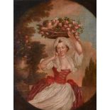 Circle of Pierre Antoine Baudouin (1723-1769) - Portrait of a flower girl  Oil on canvas 35.5 x 30.5