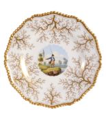 A Worcester dessert plate, circa 1820, the centre painted with a fisherman...   A Worcester (Flight,